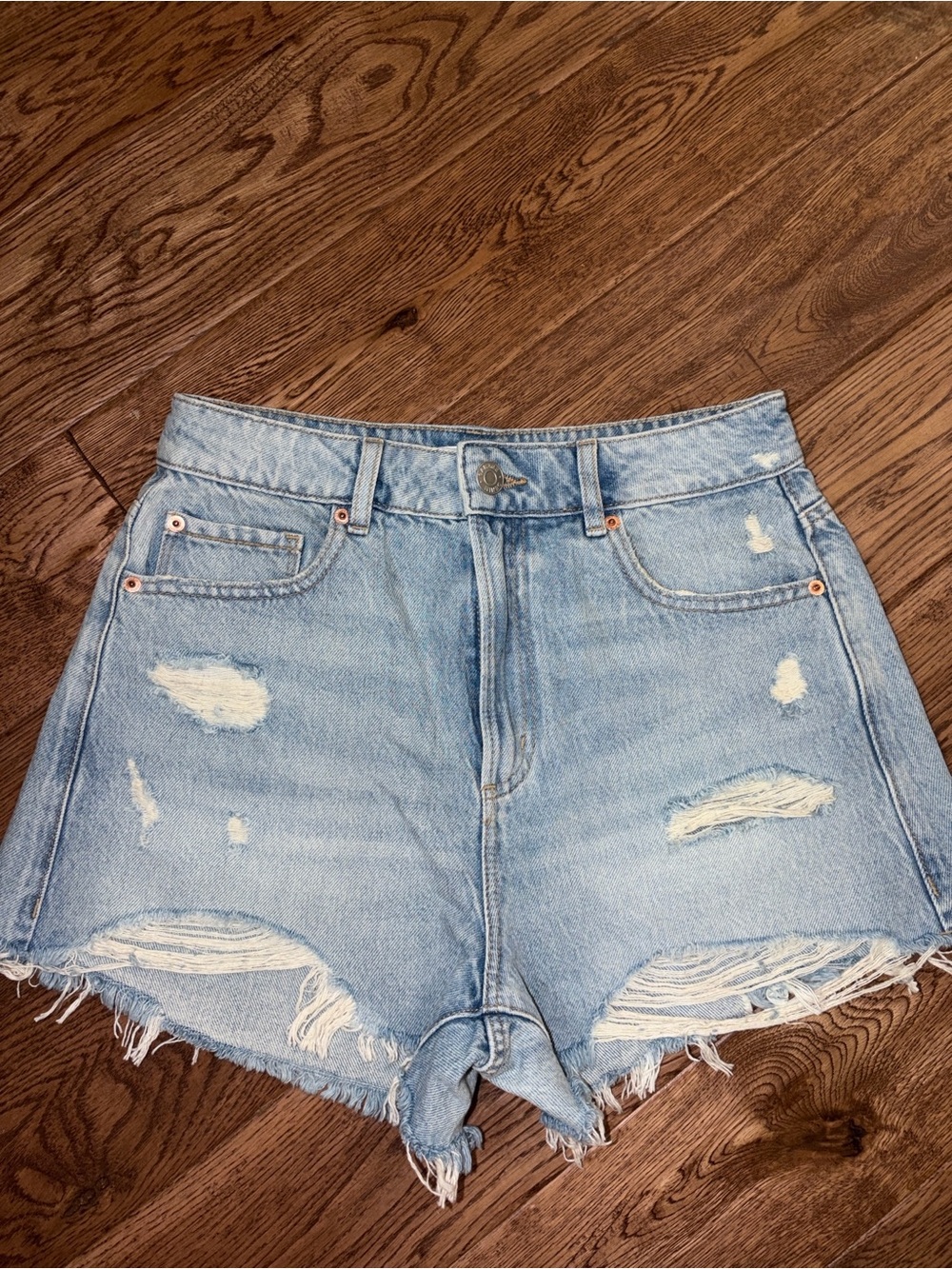 Garage Light Blue Distressed Jean Shorts
